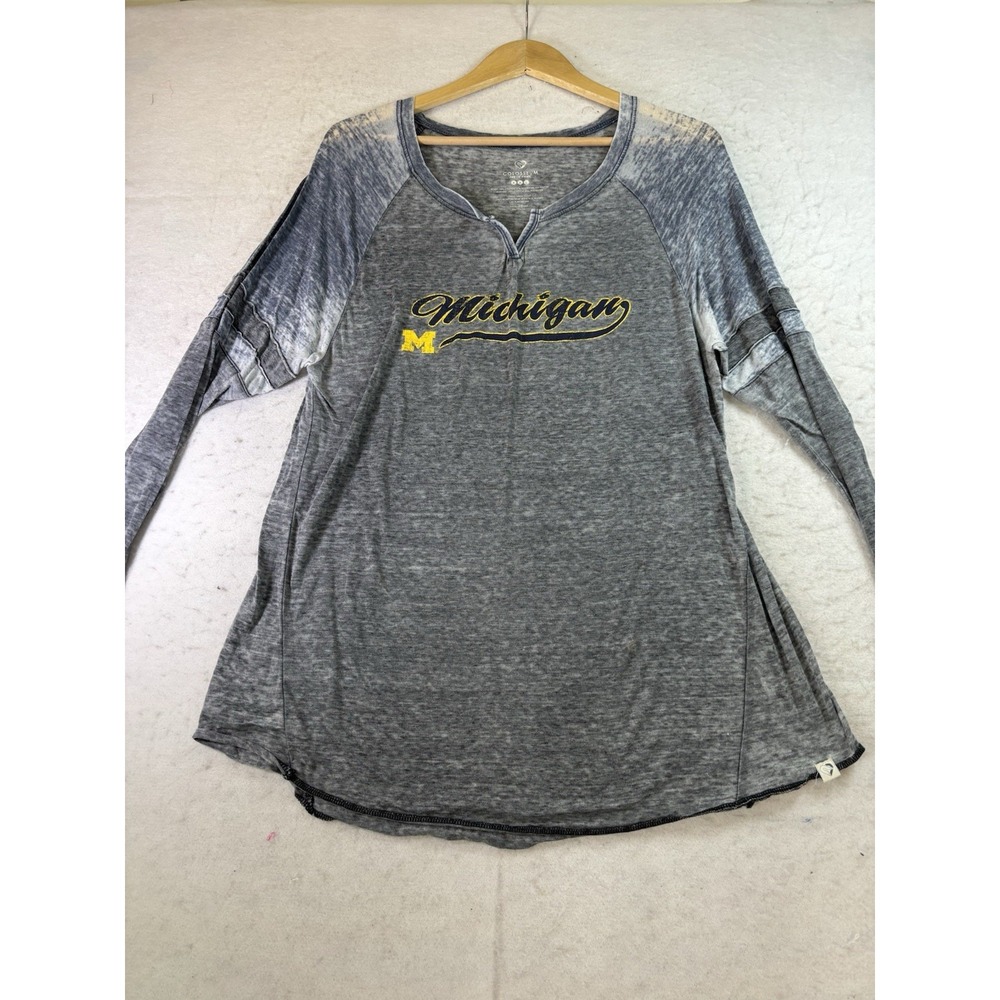 Colosseum Women's XL L/SL Burn Out Logo Shirt University Of Michigan UofM